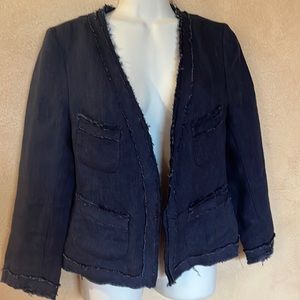 2 Hartford gorgeous linen jacket blazer raw edges like new pre-owned EUC S XS